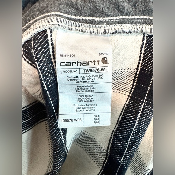 Carhartt Womens Sz S Rugged Flex Loose Fit Midweight Flannel Plaid Shacket Shirt - Picture 5 of 15